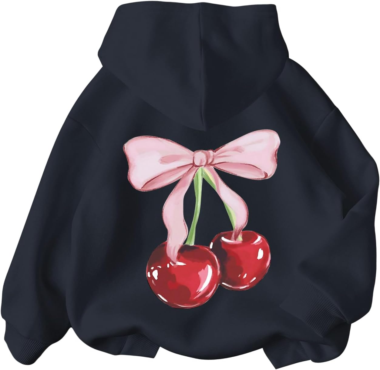 WDIRARA Girl's Cherry Graphic Hoodie Long Sleeve Hooded Sweatshirt Cute Pullovers Tops