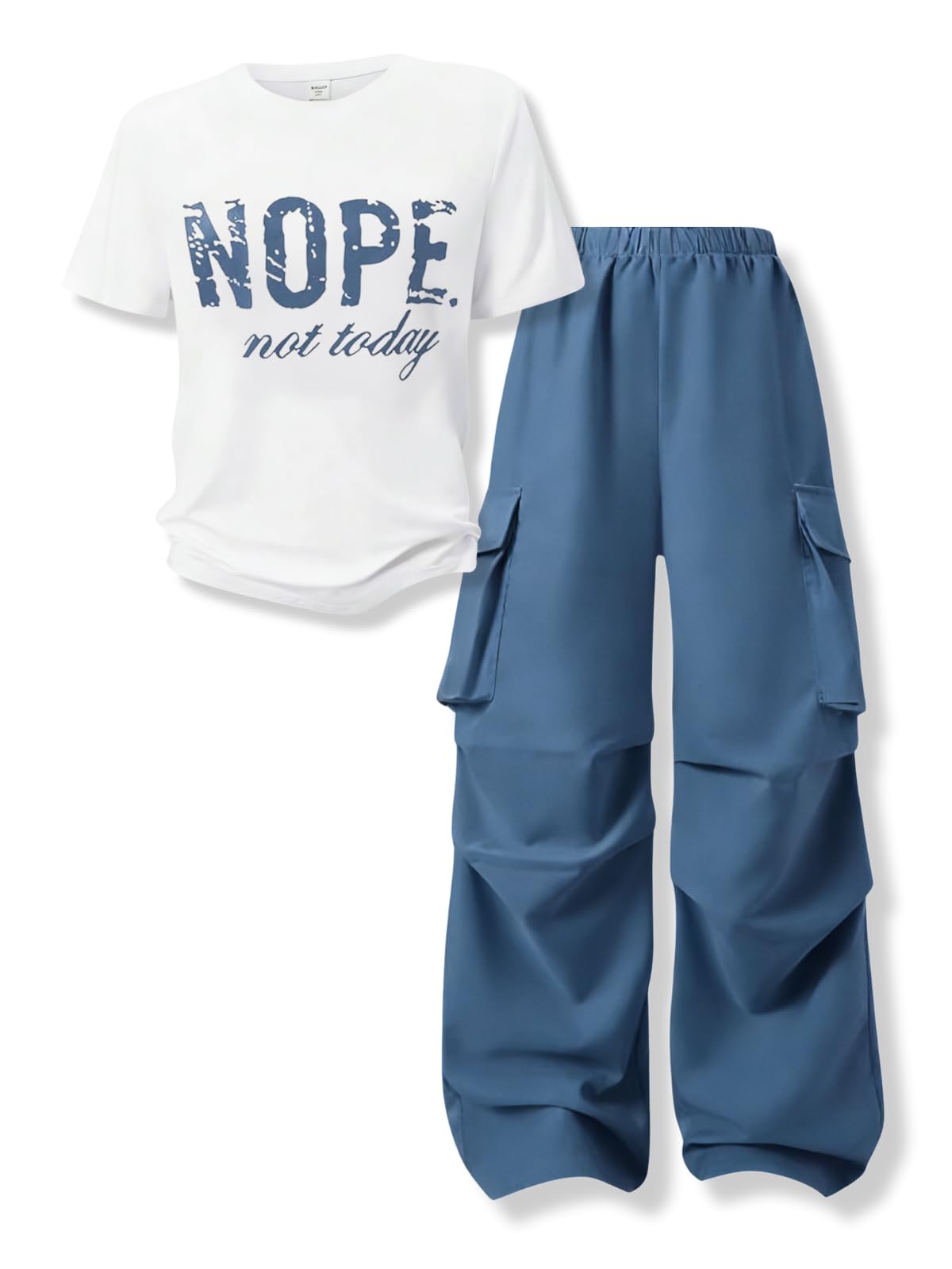 Girls Clothes Little Girl Outfits Letter Print Short Sleeve Tops & Cargo Pants 2PCS Girls Clothing 7-16 Years