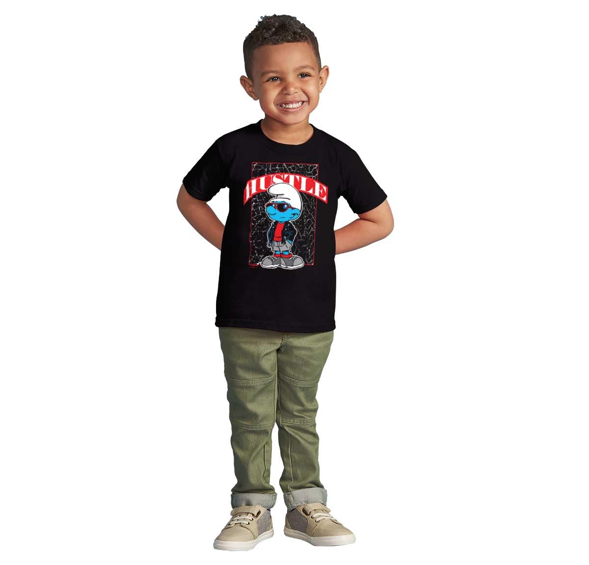 Brisco Brands Urban Streetwear Smurf Hustle Cartoon Toddler Baby Graphic T Shirt