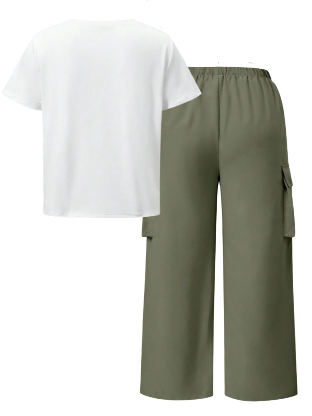Girls Clothes Little Girl Outfits Letter Print Short Sleeve Tops & Cargo Pants 2PCS Girls Clothing 7-16 Years