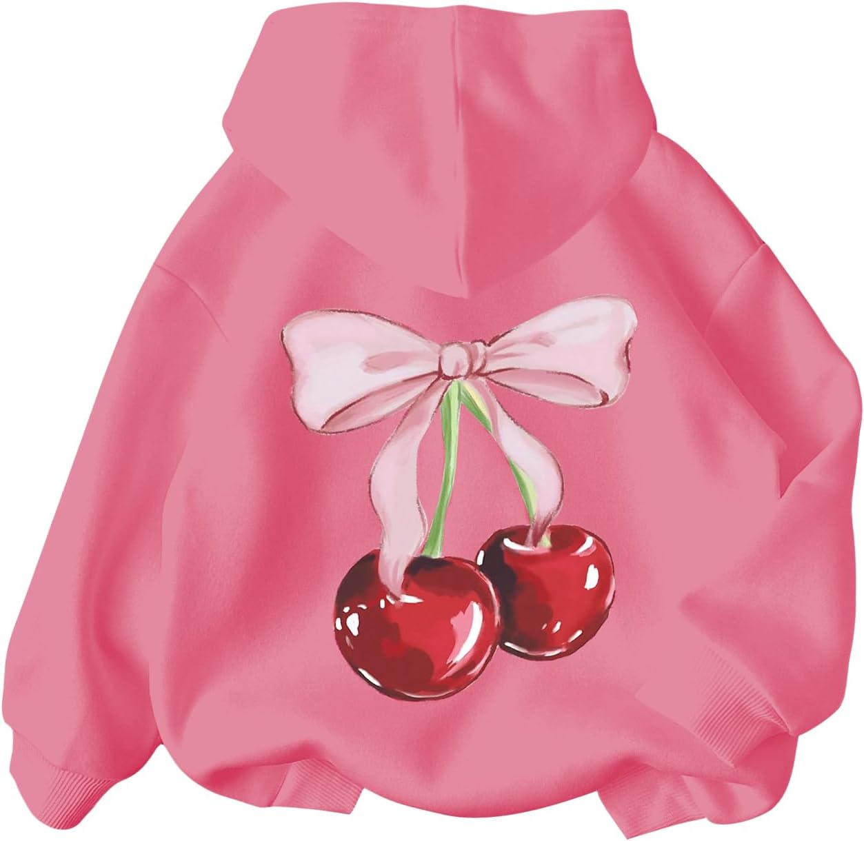 WDIRARA Girl's Cherry Graphic Hoodie Long Sleeve Hooded Sweatshirt Cute Pullovers Tops