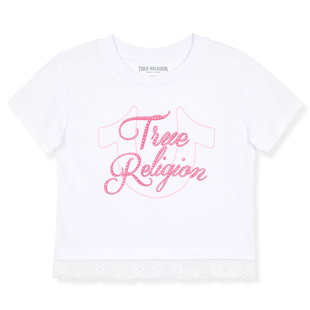 True Religion Girls Short Sleeve Tee Shirt with Embelishments - Soft and Comfortable Girls T-Shirts