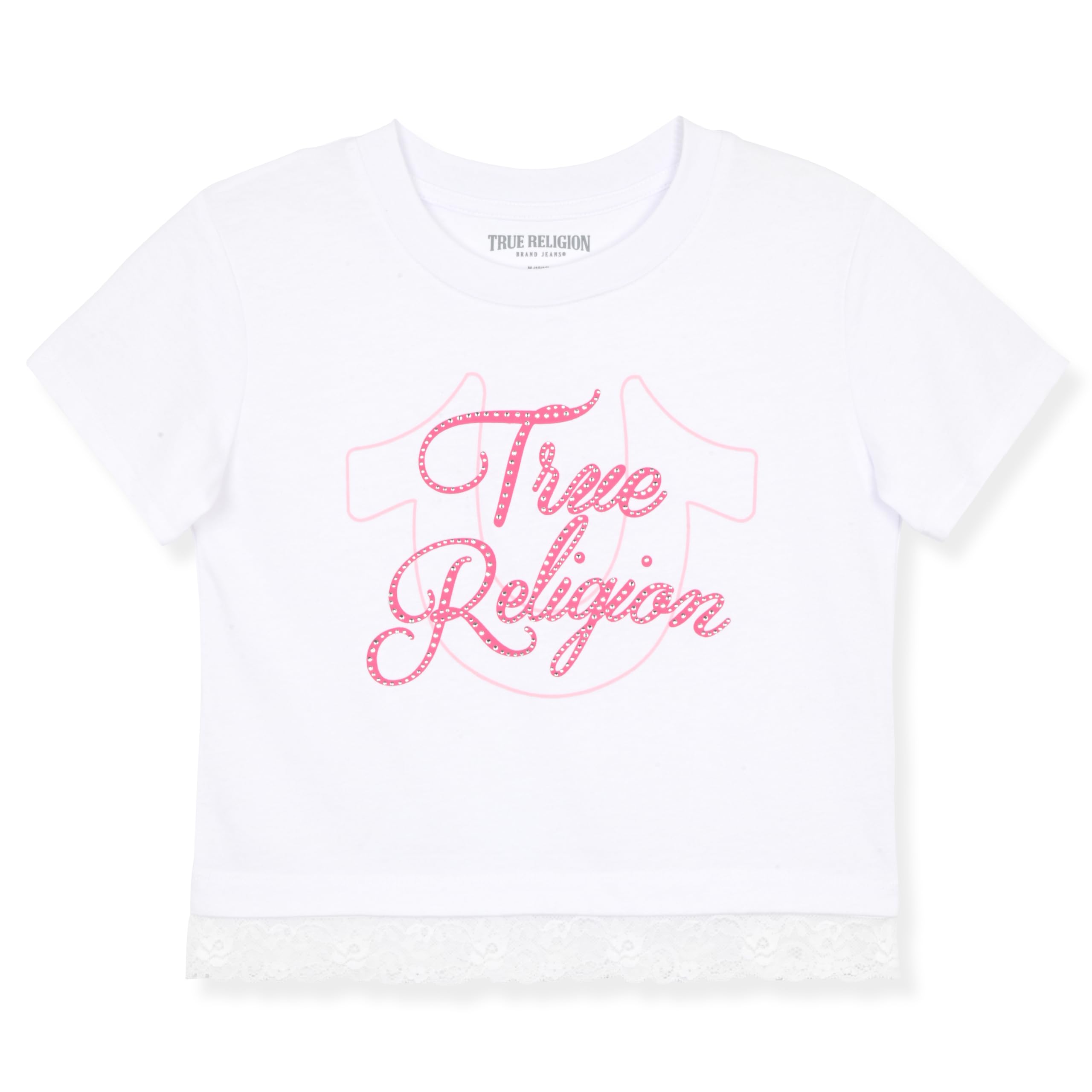 True Religion Girls Short Sleeve Tee Shirt with Embelishments - Soft and Comfortable Girls T-Shirts
