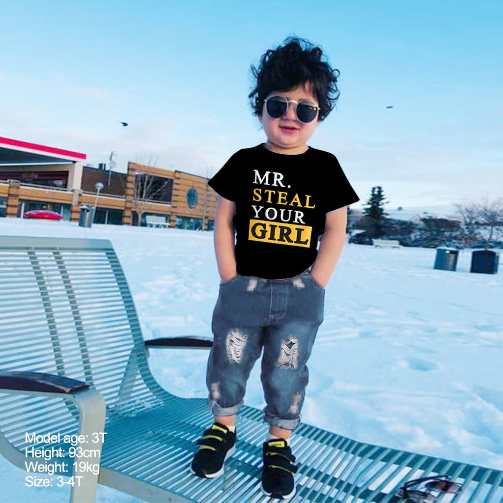 YALLET Toddler Boy Clothes 1-5T Boys Outfits Infant Short Sleeve T-Shirt Ripped Jeans 12 18 24 Months Baby Clothing Pants Set
