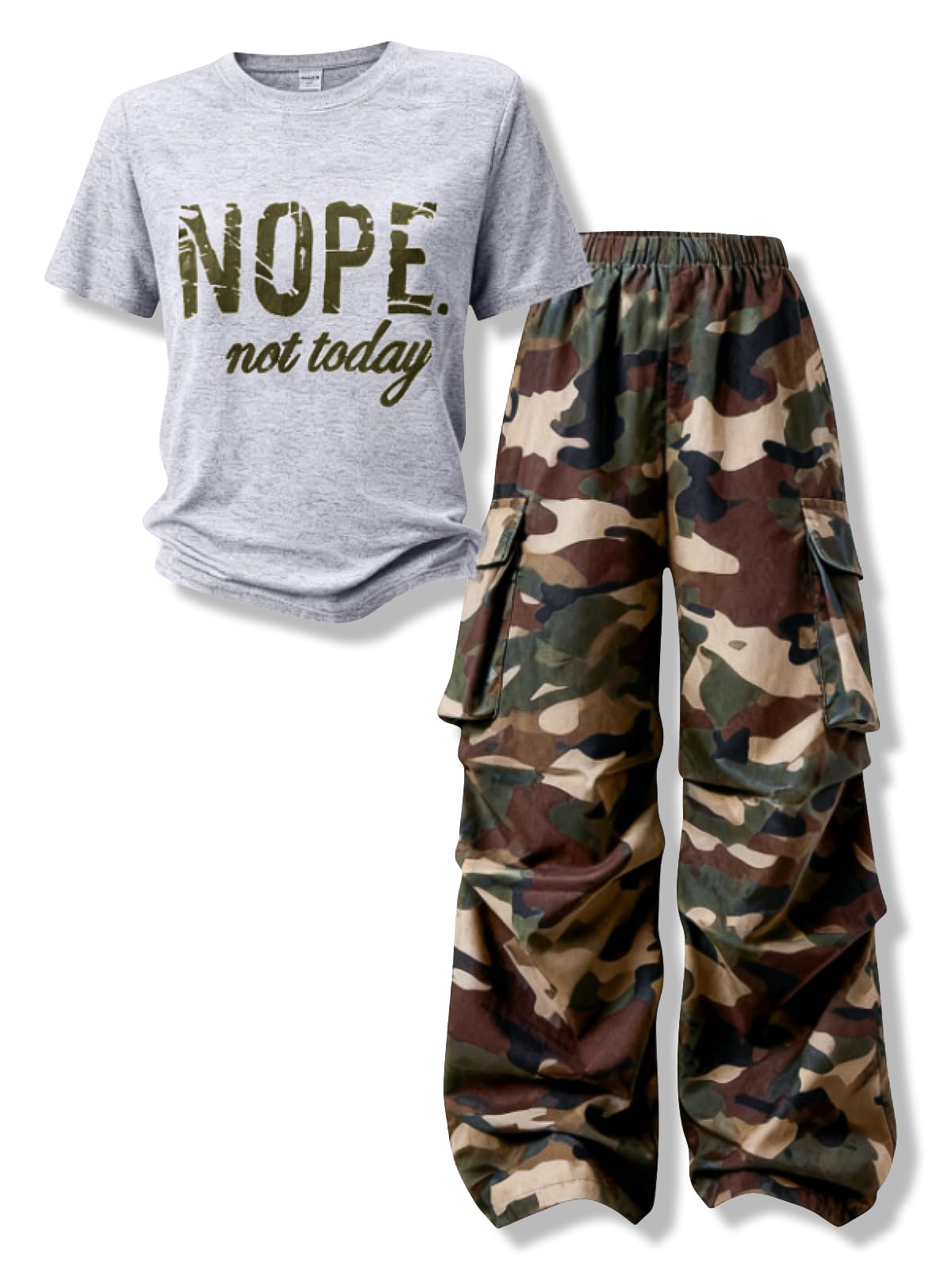Girls Clothes Little Girl Outfits Letter Print Short Sleeve Tops & Cargo Pants 2PCS Girls Clothing 7-16 Years