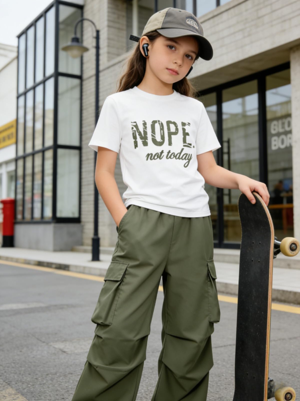 Girls Clothes Little Girl Outfits Letter Print Short Sleeve Tops & Cargo Pants 2PCS Girls Clothing 7-16 Years