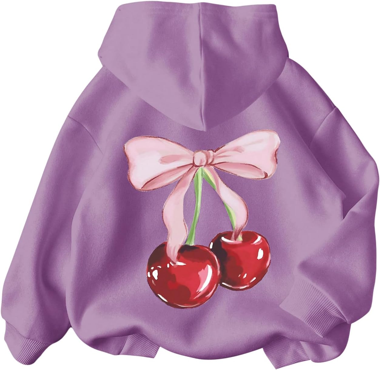 WDIRARA Girl's Cherry Graphic Hoodie Long Sleeve Hooded Sweatshirt Cute Pullovers Tops
