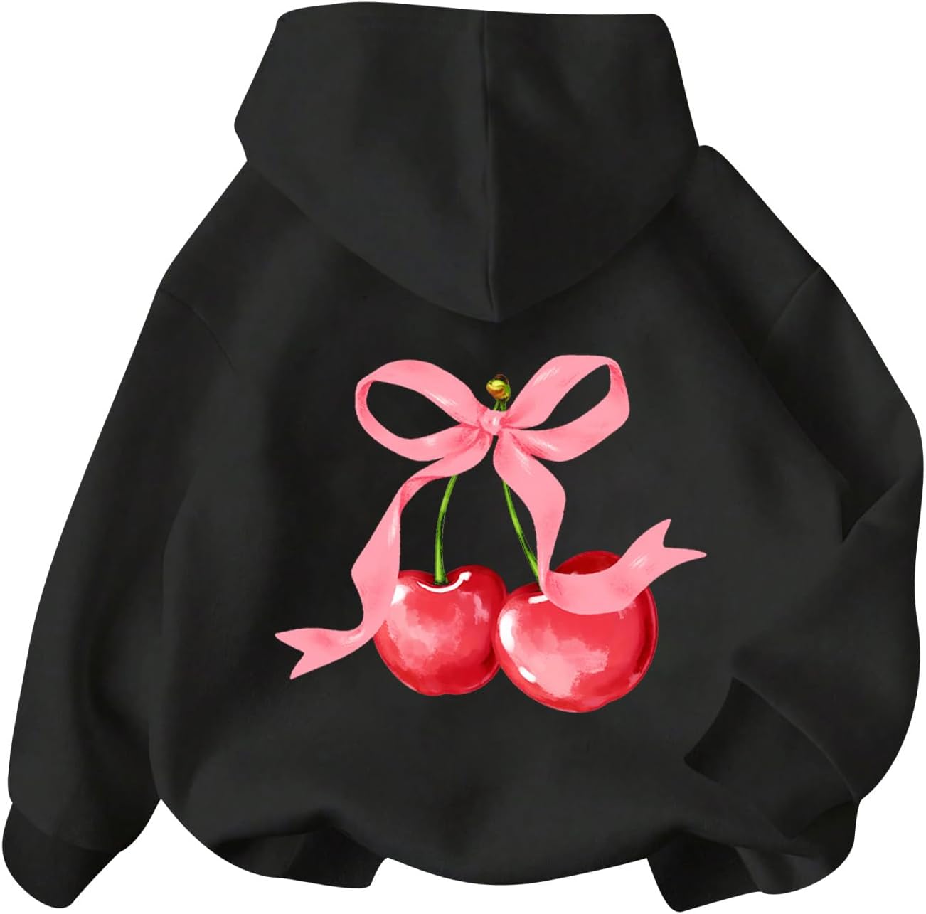 WDIRARA Girl's Cherry Graphic Hoodie Long Sleeve Hooded Sweatshirt Cute Pullovers Tops