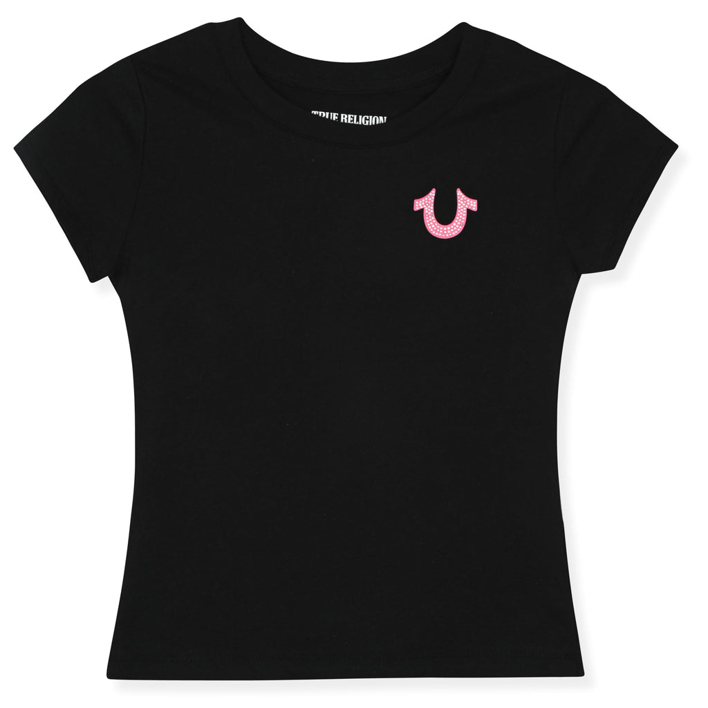 True Religion Girls Short Sleeve Tee Shirt with Embelishments - Soft and Comfortable Girls T-Shirts