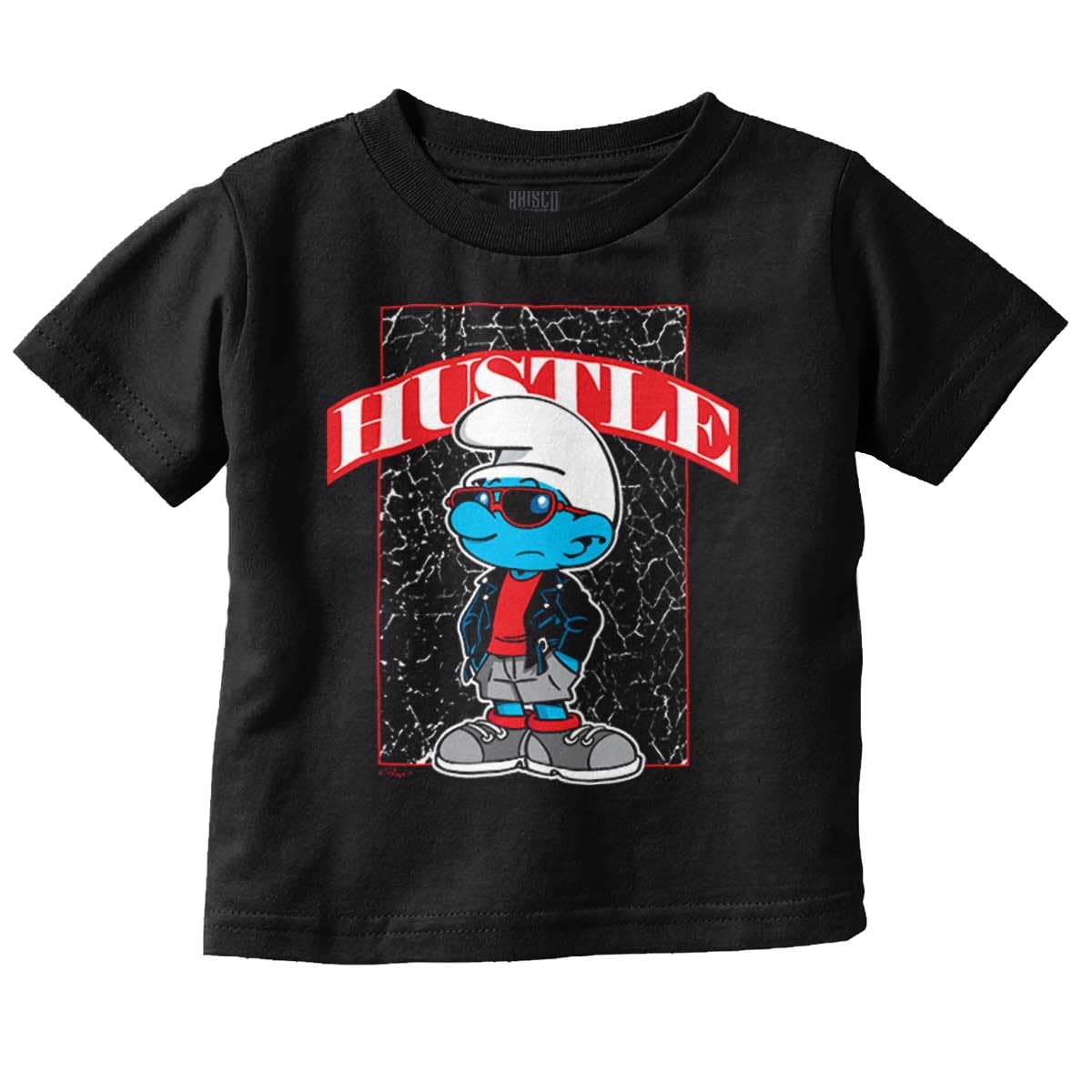 Brisco Brands Urban Streetwear Smurf Hustle Cartoon Toddler Baby Graphic T Shirt