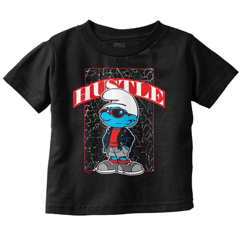 Brisco Brands Urban Streetwear Smurf Hustle Cartoon Toddler Baby Graphic T Shirt
