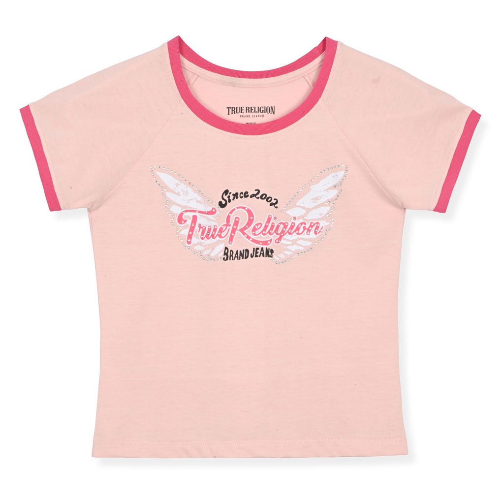 True Religion Girls Jeans Shorts Set Girls Denim Short and Fashion Tee Shirt Clothing Set for Kids