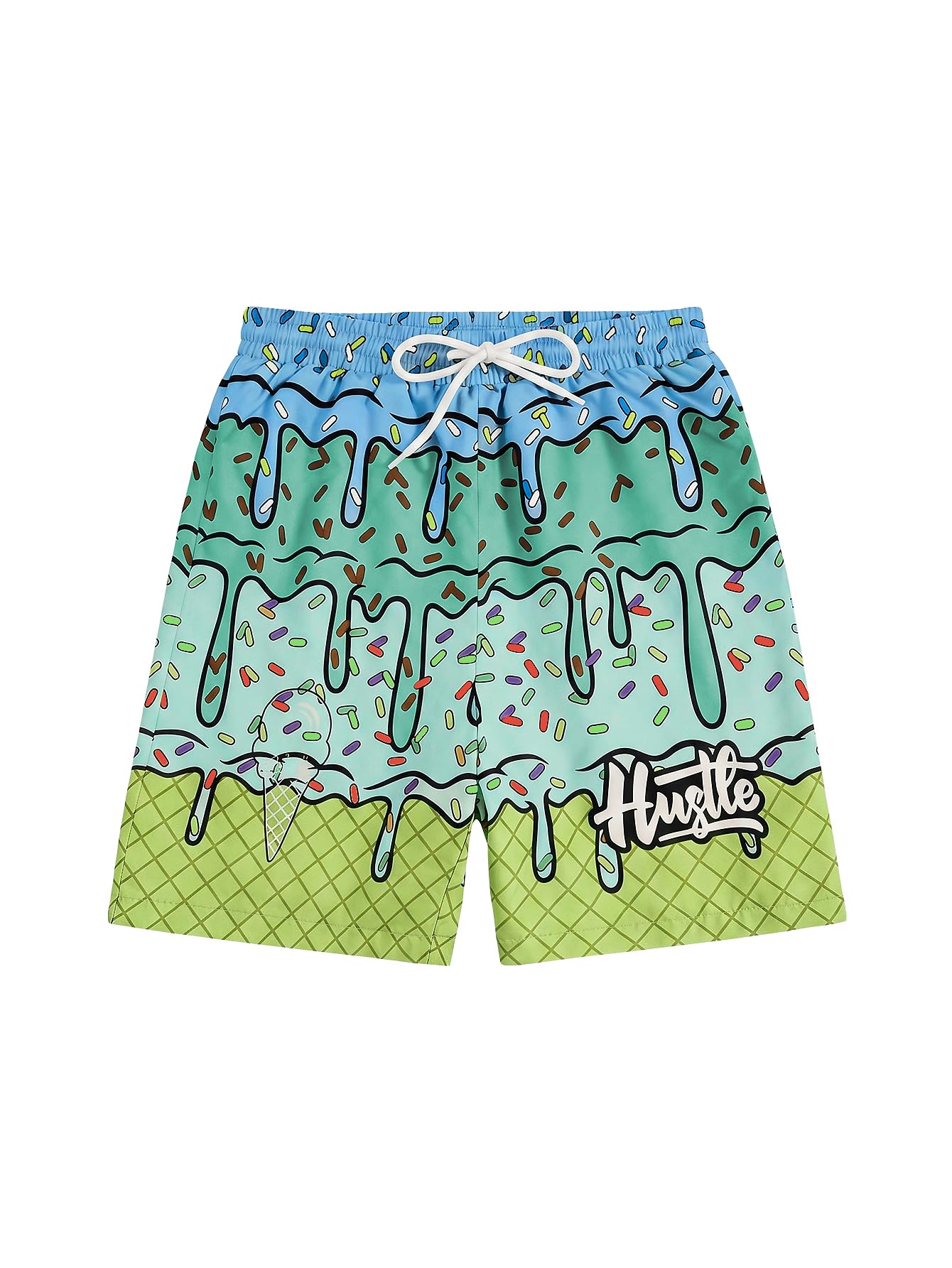 Floerns Boy's Fashion Ice Cream Drawstring Waist Summer Swim Trunks Shorts