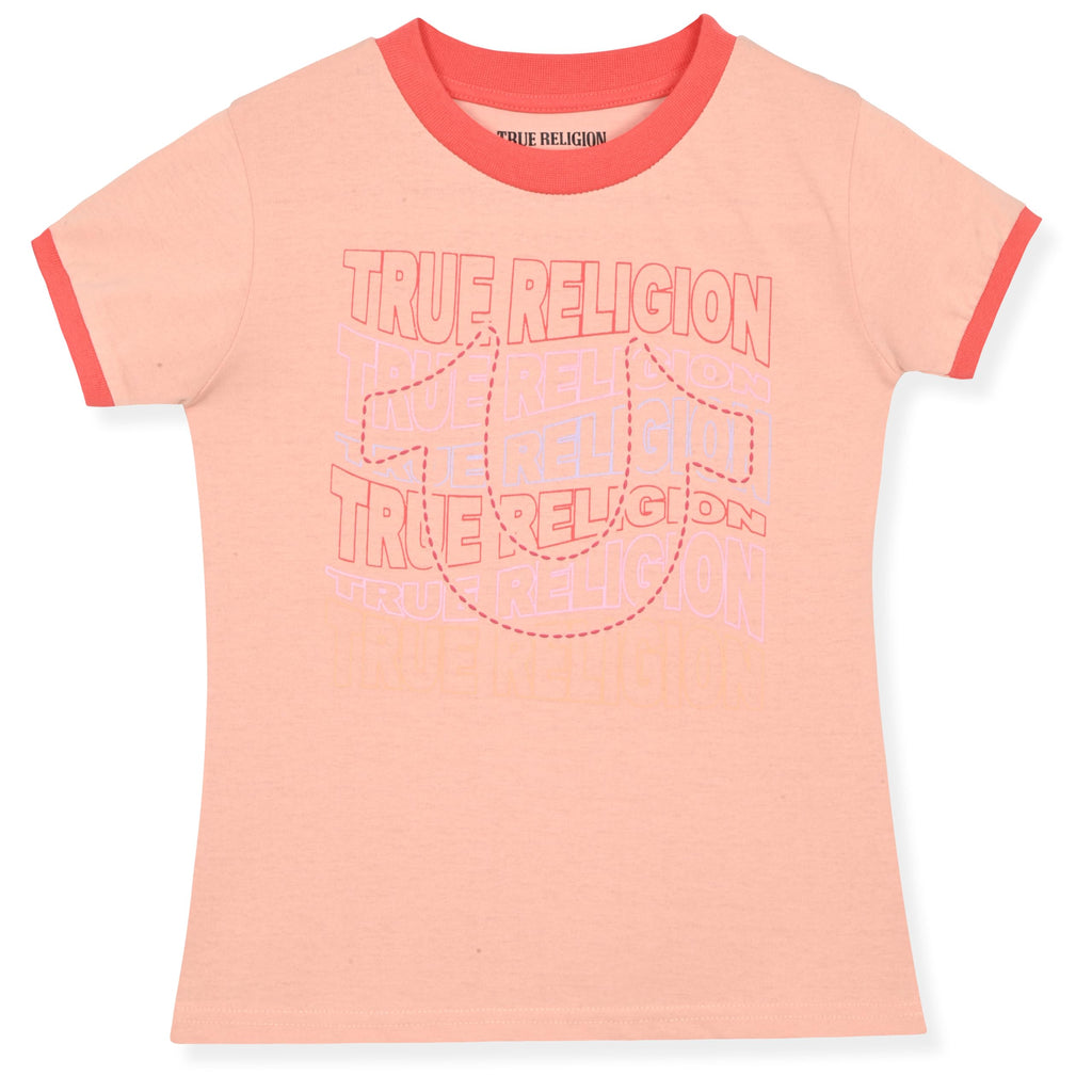 True Religion Girls Jeans Shorts Set Girls Denim Short and Fashion Tee Shirt Clothing Set for Kids