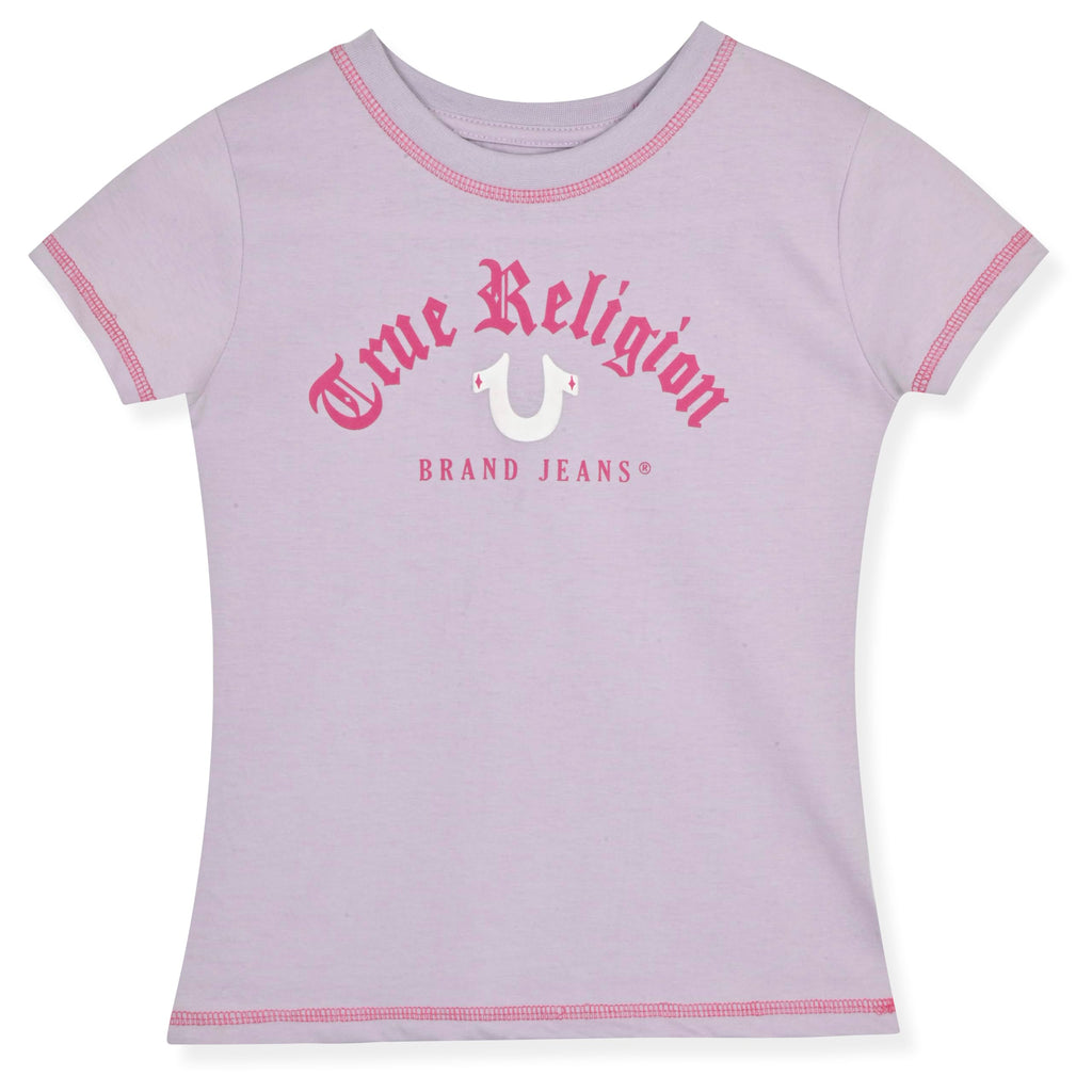 True Religion Girls Jeans Shorts Set Girls Denim Short and Fashion Tee Shirt Clothing Set for Kids