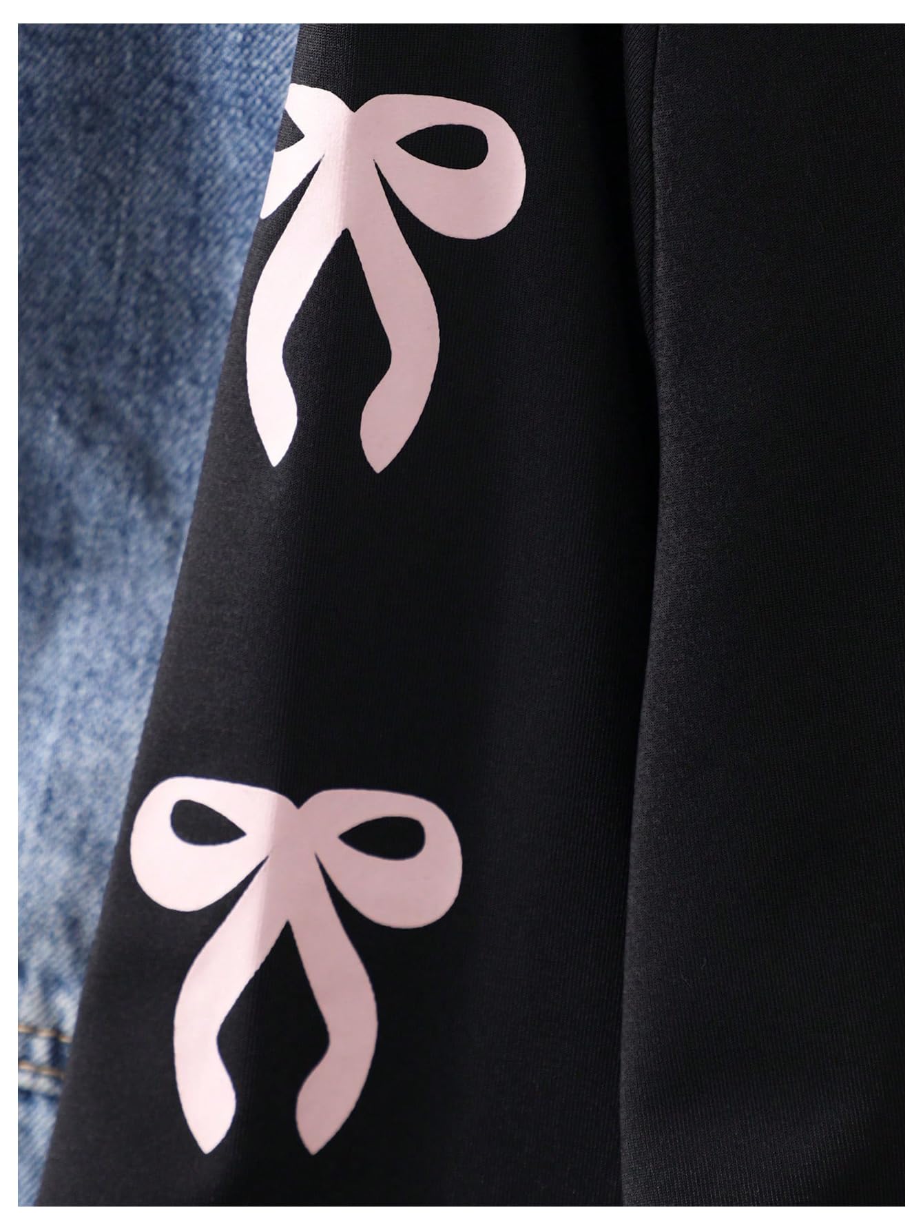 RoseSeek Girl's Jersey Bowknot Graphic Number Print Tees Long Sleeve Crew Neck Shirts Cute Tee Tops Streetwear
