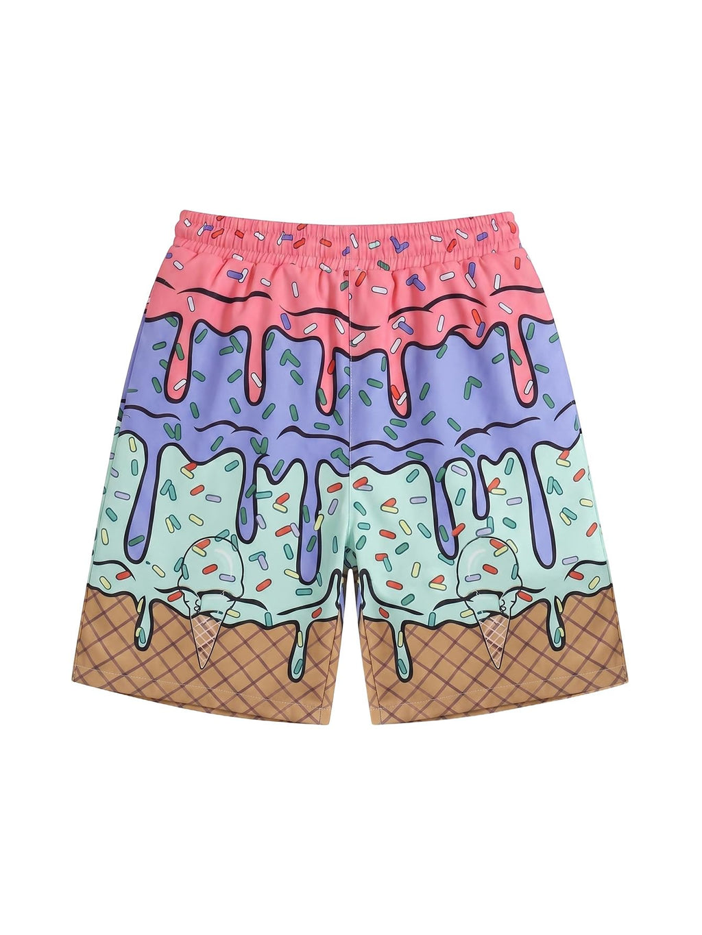 Floerns Boy's Fashion Ice Cream Drawstring Waist Summer Swim Trunks Shorts