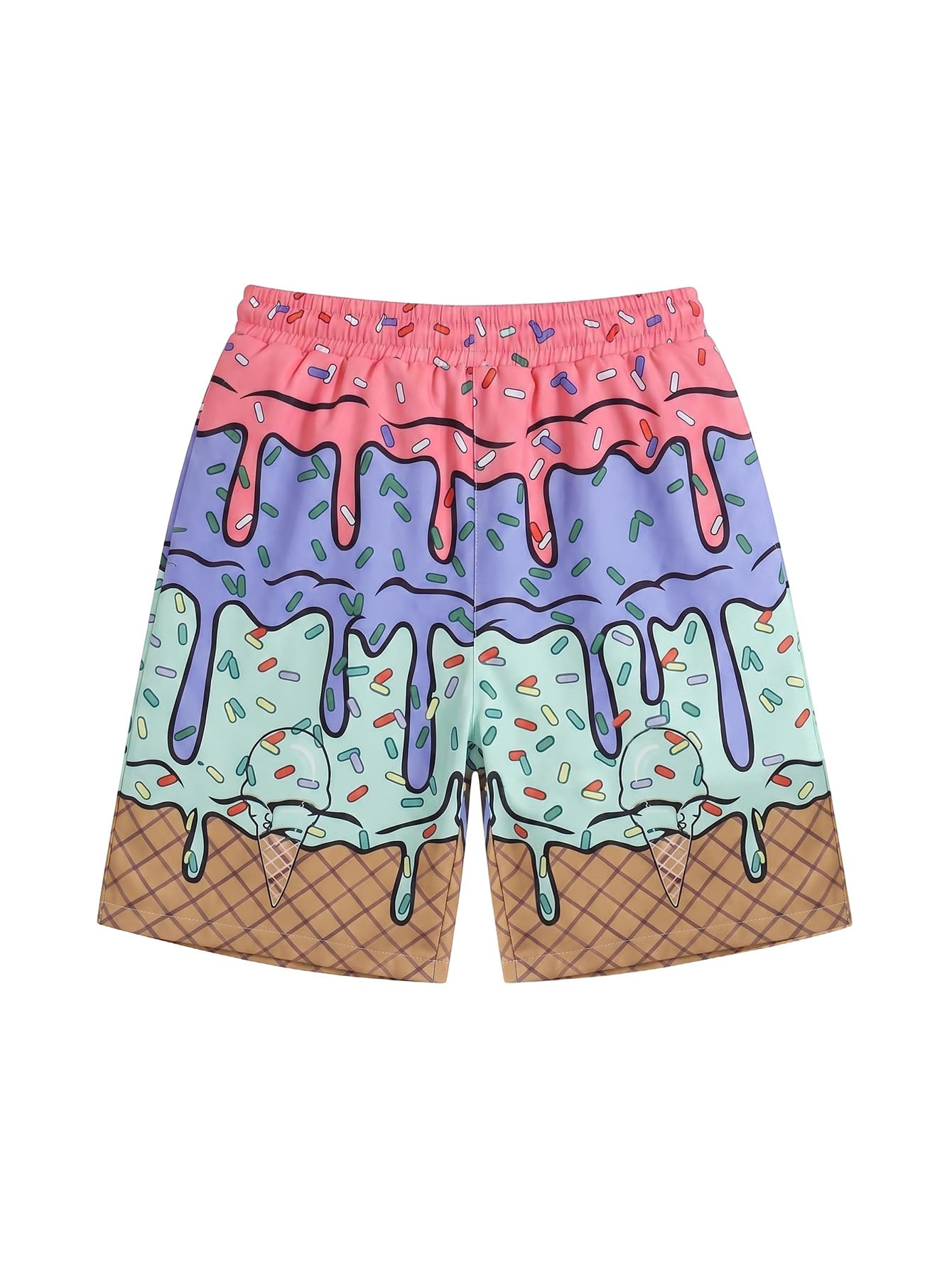 Floerns Boy's Fashion Ice Cream Drawstring Waist Summer Swim Trunks Shorts