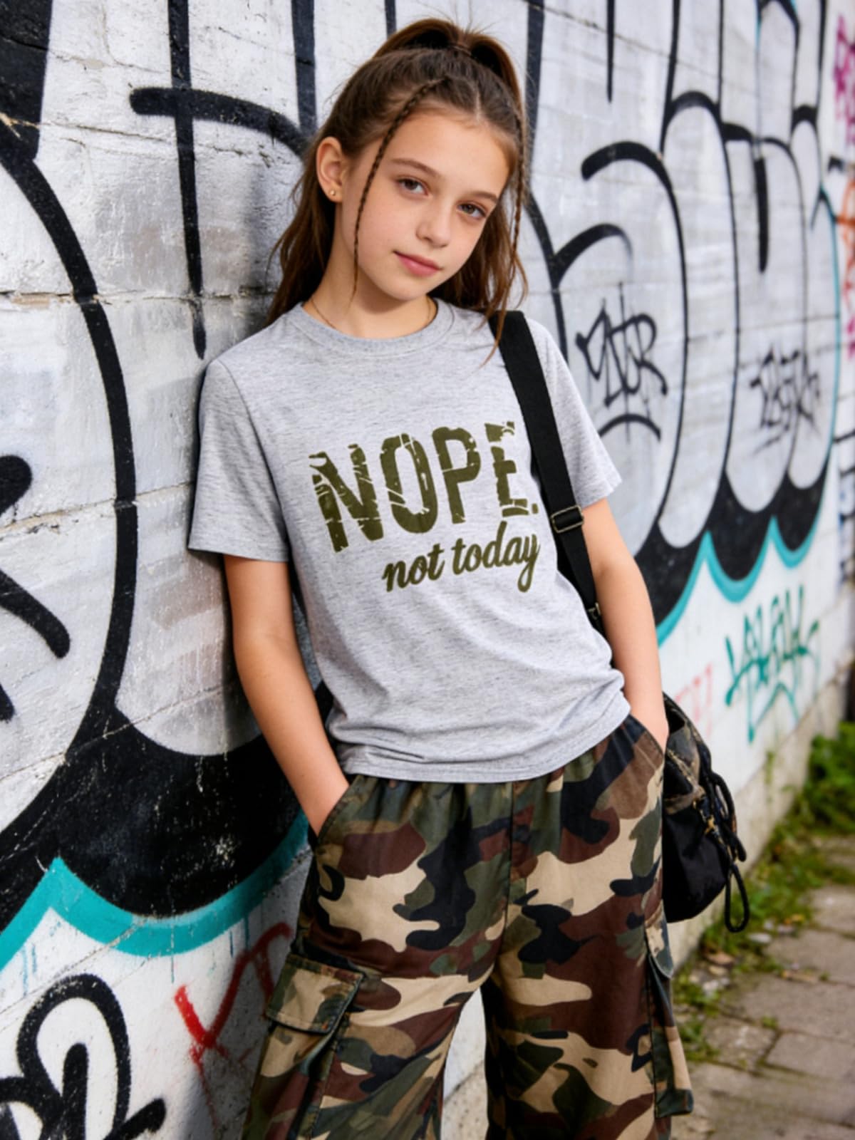 Girls Clothes Little Girl Outfits Letter Print Short Sleeve Tops & Cargo Pants 2PCS Girls Clothing 7-16 Years