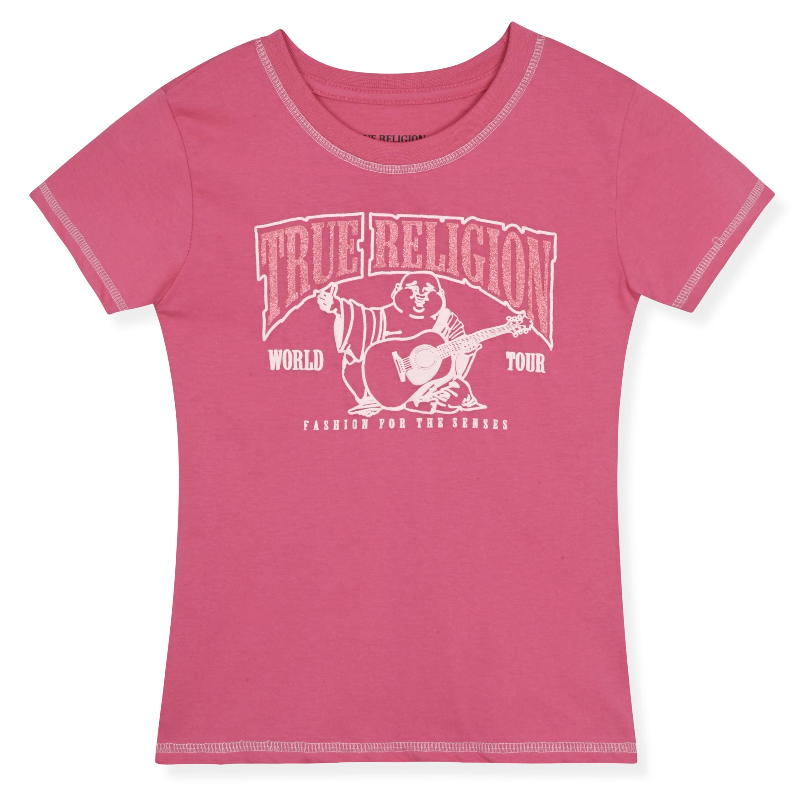 True Religion Girls Jeans Shorts Set Girls Denim Short and Fashion Tee Shirt Clothing Set for Kids