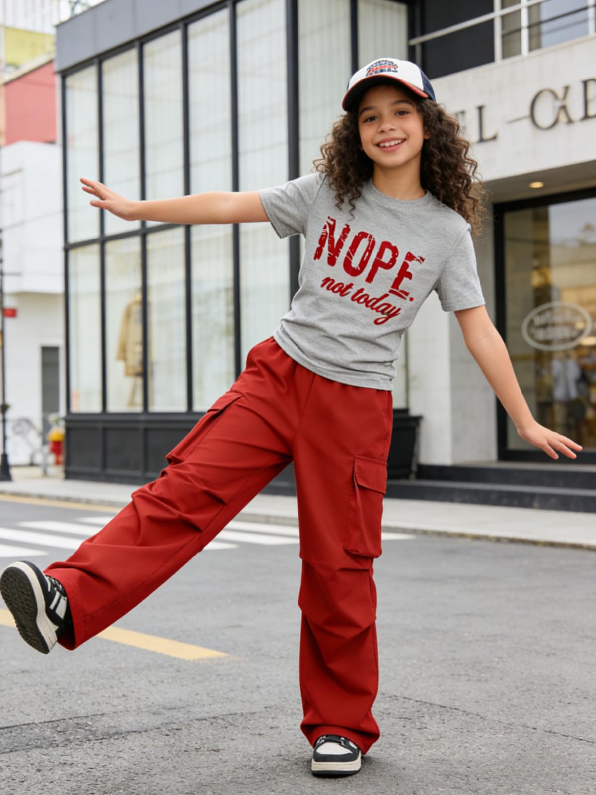 Girls Clothes Little Girl Outfits Letter Print Short Sleeve Tops & Cargo Pants 2PCS Girls Clothing 7-16 Years
