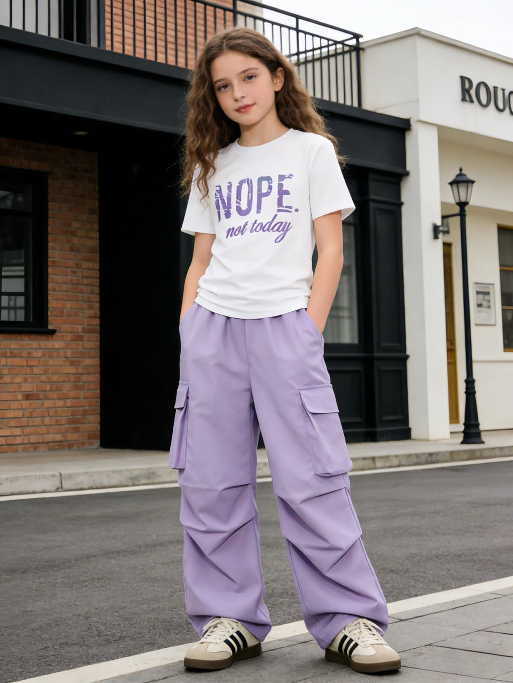 Girls Clothes Little Girl Outfits Letter Print Short Sleeve Tops & Cargo Pants 2PCS Girls Clothing 7-16 Years
