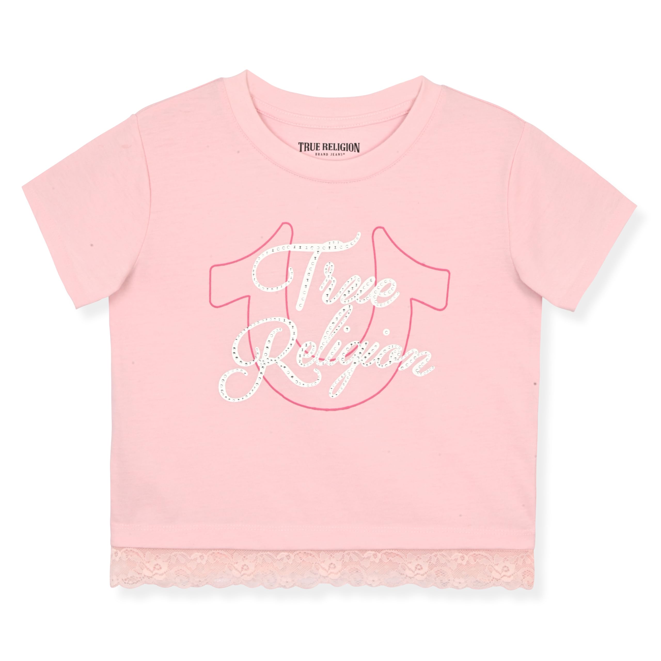 True Religion Girls Short Sleeve Tee Shirt with Embelishments - Soft and Comfortable Girls T-Shirts