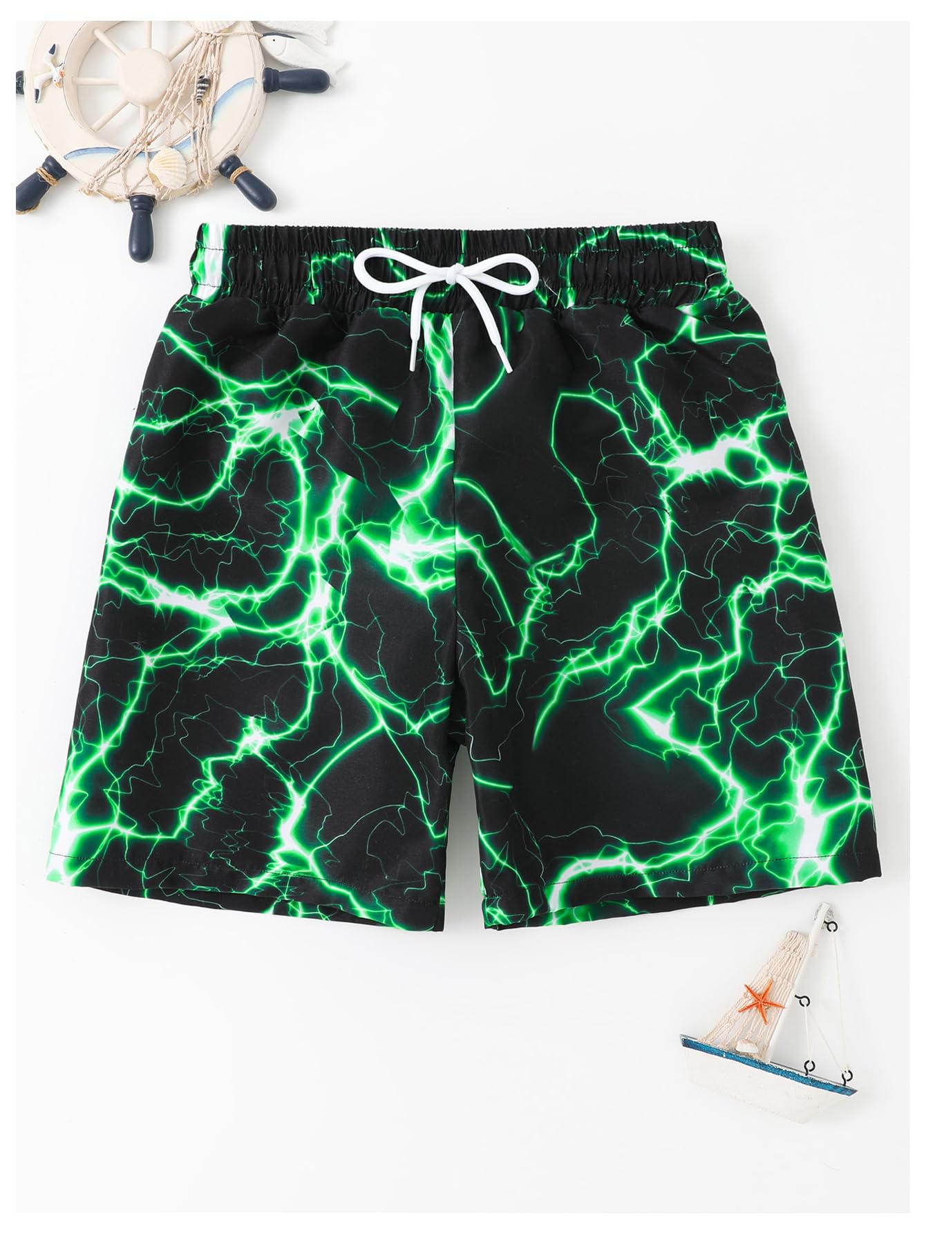 Floerns Boy's Fashion Ice Cream Drawstring Waist Summer Swim Trunks Shorts