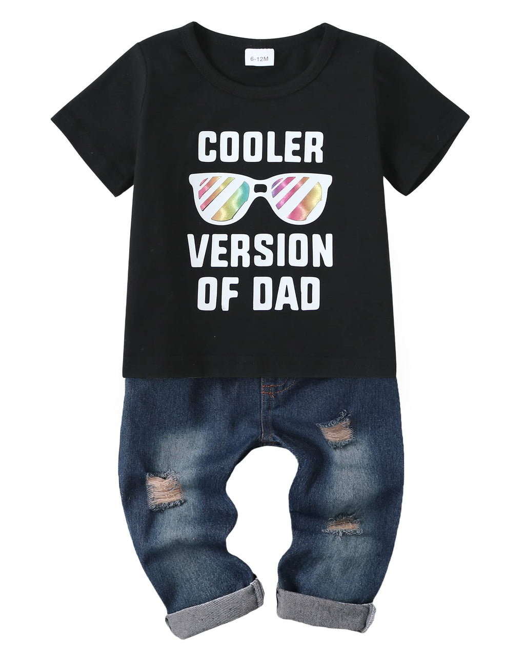 YALLET Toddler Boy Clothes 1-5T Boys Outfits Infant Short Sleeve T-Shirt Ripped Jeans 12 18 24 Months Baby Clothing Pants Set