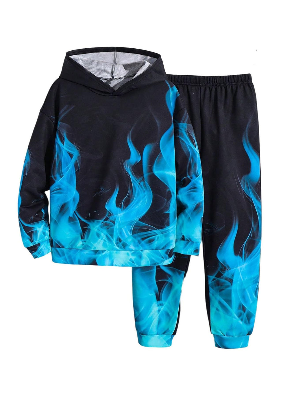 WDIRARA Boy's 2 Piece Outfits Colorful Graphic Print Long Sleeve Hoodie and Sweatpants Set Tracksuit
