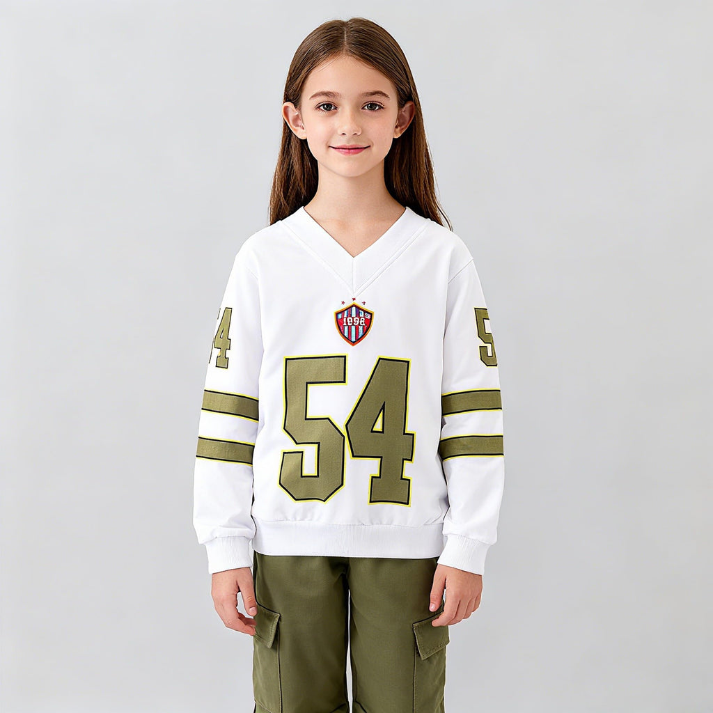 Axumity Tween Girls Clothes Sporty Color Blocking Numeral Print Sweatshirt & Cargo Pants Outfit Set
