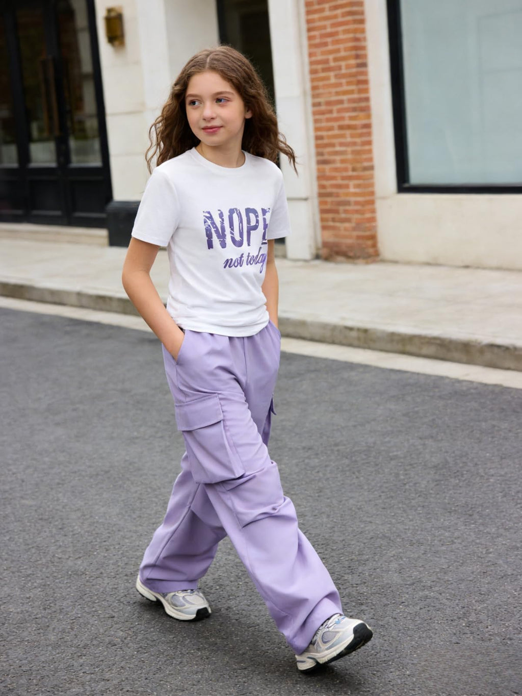 Girls Clothes Little Girl Outfits Letter Print Short Sleeve Tops & Cargo Pants 2PCS Girls Clothing 7-16 Years