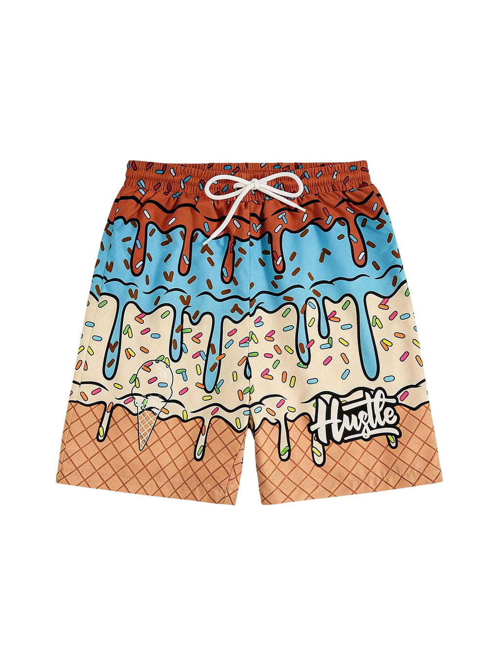 Floerns Boy's Fashion Ice Cream Drawstring Waist Summer Swim Trunks Shorts
