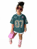 SOLY HUX Toddler Girl's Graphic Jersey Shirts Sporty Short Sleeve T-Shirt Summer Tops Y2k Clothes Streetwear