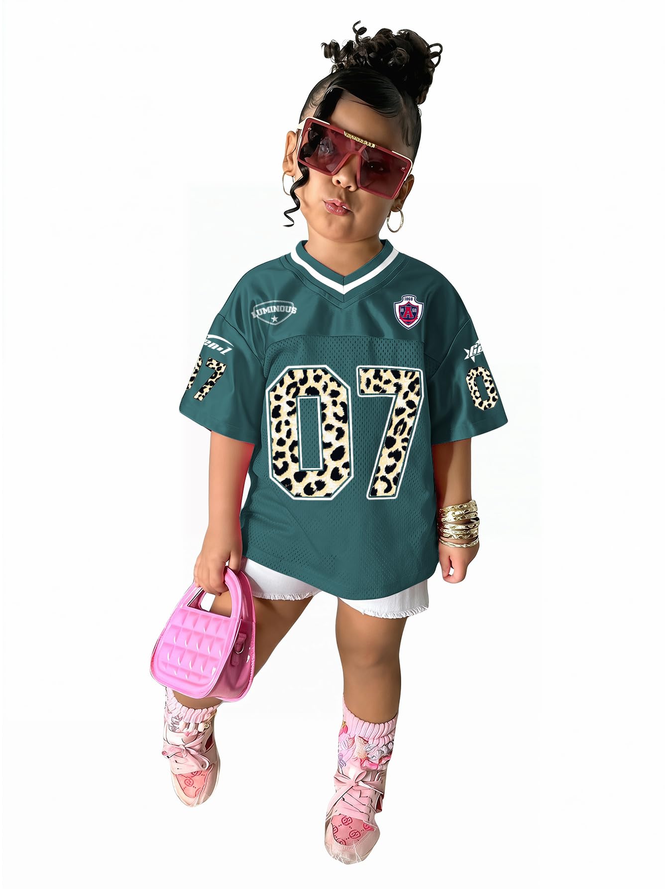 SOLY HUX Toddler Girl's Graphic Jersey Shirts Sporty Short Sleeve T-Shirt Summer Tops Y2k Clothes Streetwear