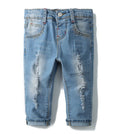 KIDSCOOL SPACE Baby Girl Boy Jeans,Elastic Band Inside with D-Rings Ripped Denim Pants