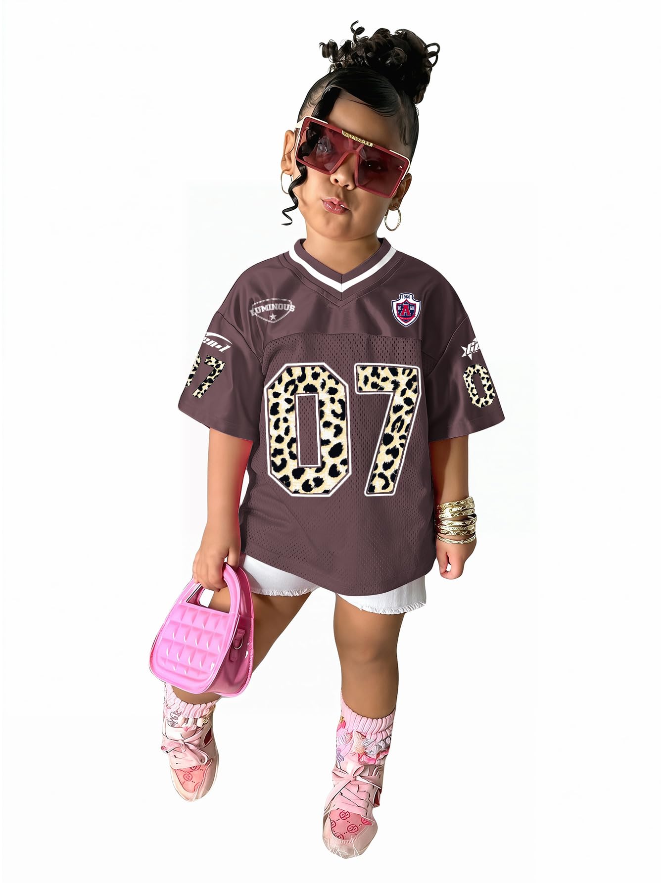 SOLY HUX Toddler Girl's Graphic Jersey Shirts Sporty Short Sleeve T-Shirt Summer Tops Y2k Clothes Streetwear