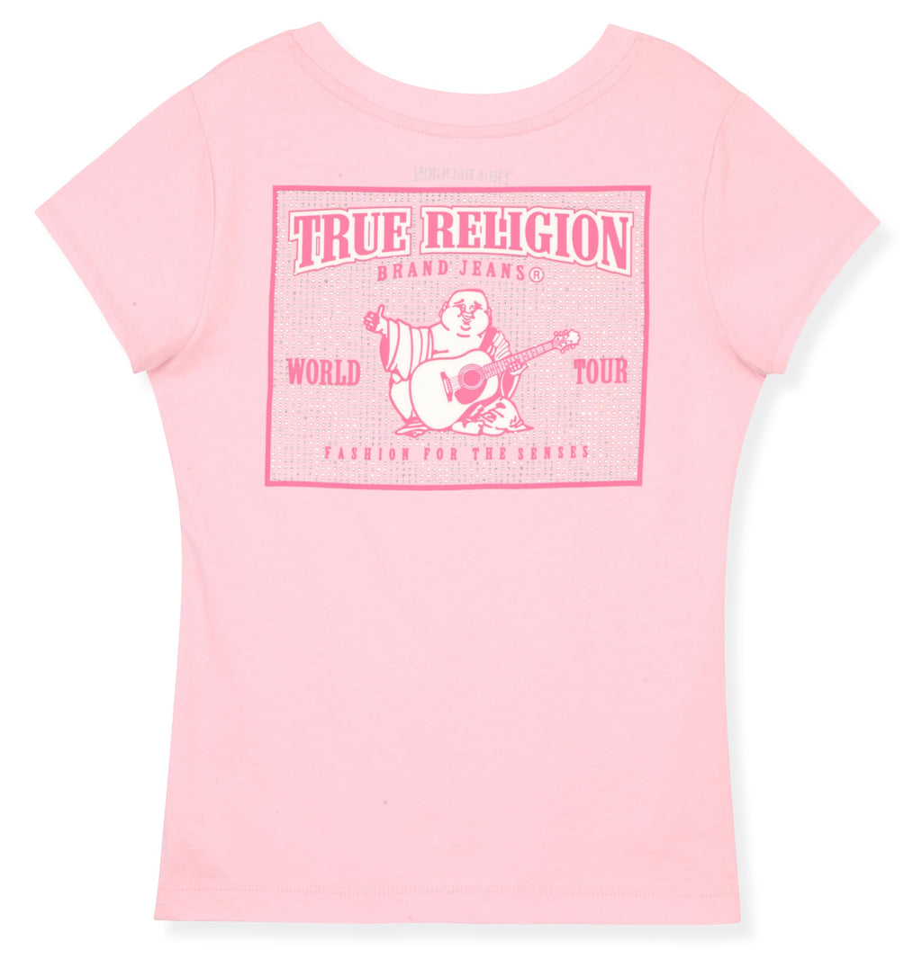 True Religion Girls Short Sleeve Tee Shirt with Embelishments - Soft and Comfortable Girls T-Shirts