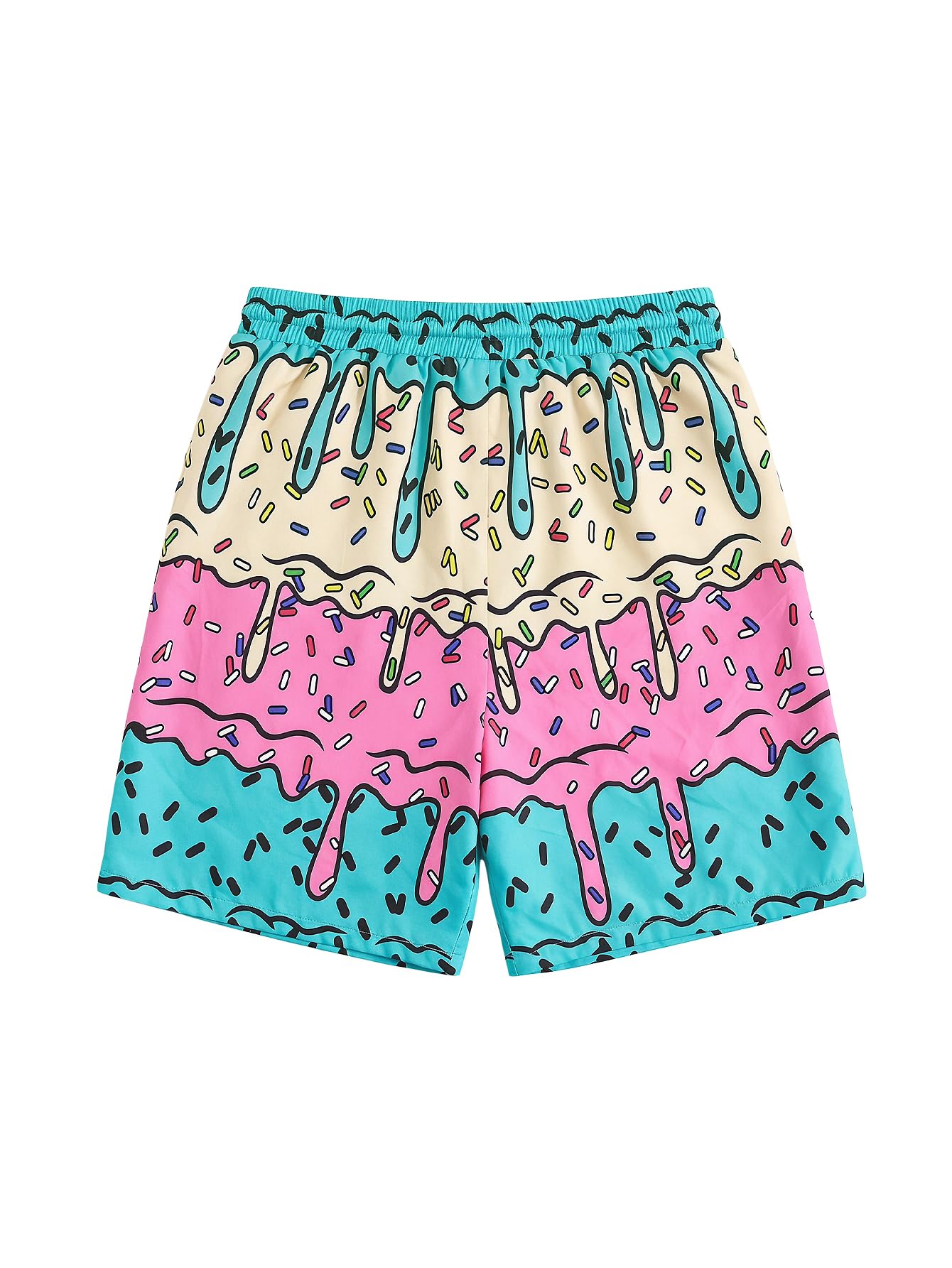 Floerns Boy's Fashion Ice Cream Drawstring Waist Summer Swim Trunks Shorts