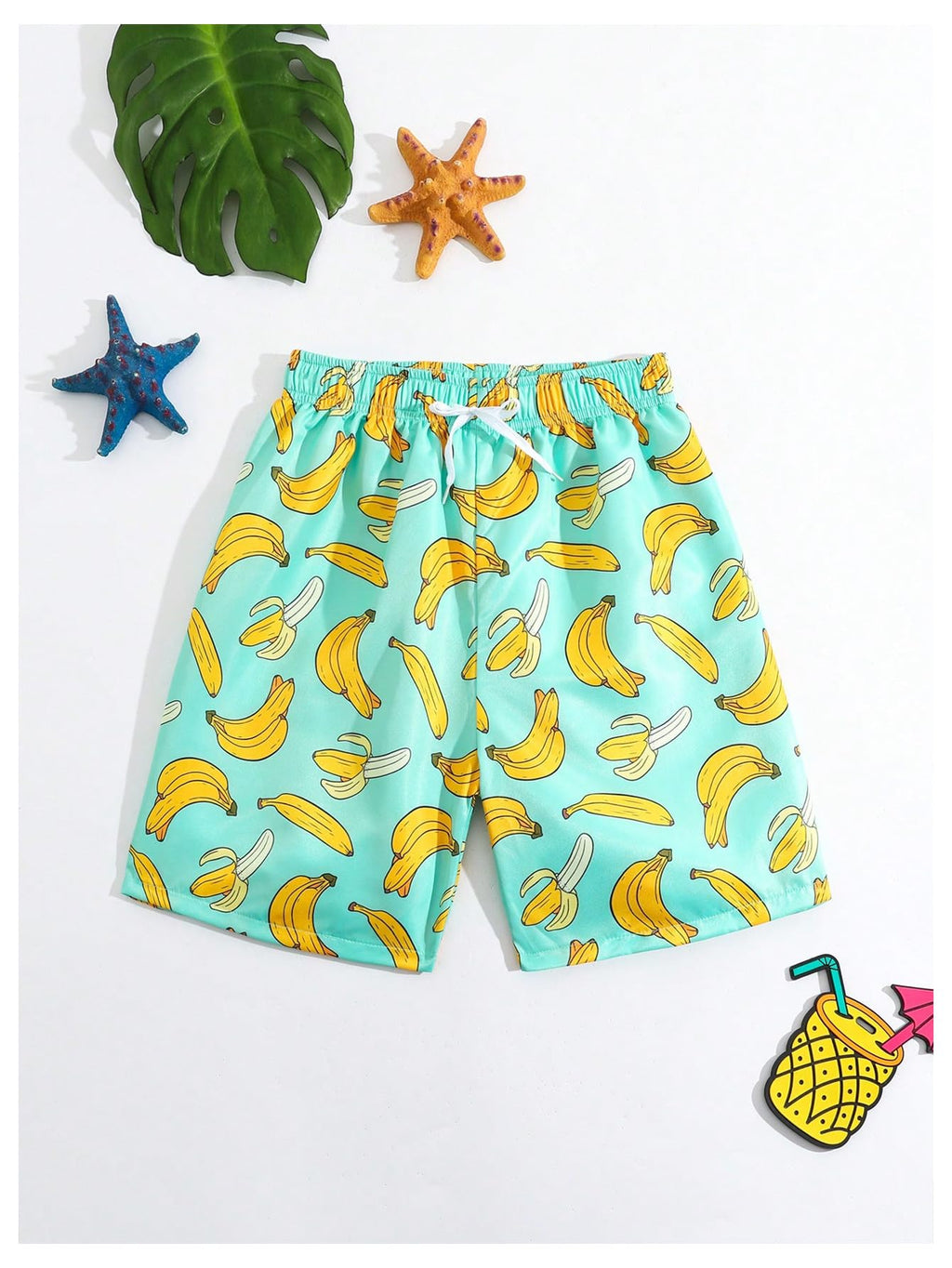 Floerns Boy's Fashion Ice Cream Drawstring Waist Summer Swim Trunks Shorts