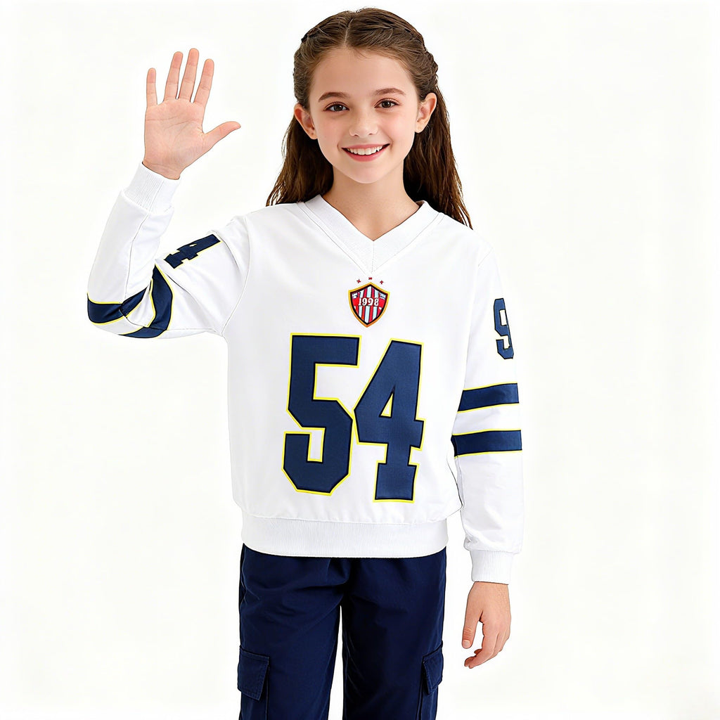 Axumity Tween Girls Clothes Sporty Color Blocking Numeral Print Sweatshirt & Cargo Pants Outfit Set