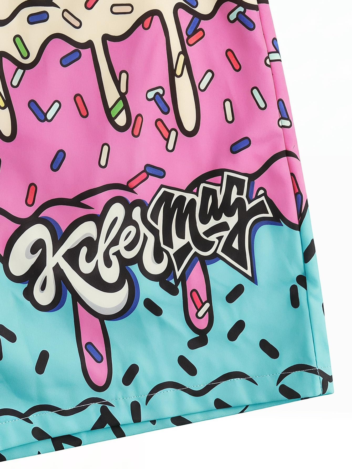 Floerns Boy's Fashion Ice Cream Drawstring Waist Summer Swim Trunks Shorts