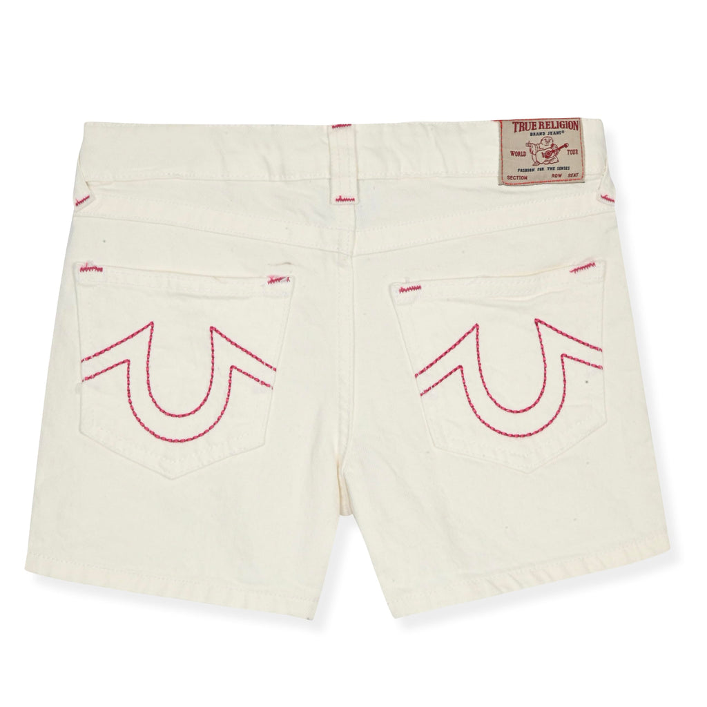 True Religion Girls Jeans Shorts Set Girls Denim Short and Fashion Tee Shirt Clothing Set for Kids