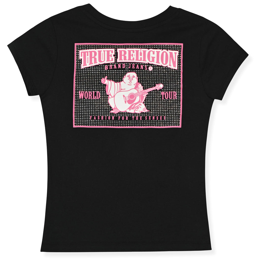 True Religion Girls Short Sleeve Tee Shirt with Embelishments - Soft and Comfortable Girls T-Shirts