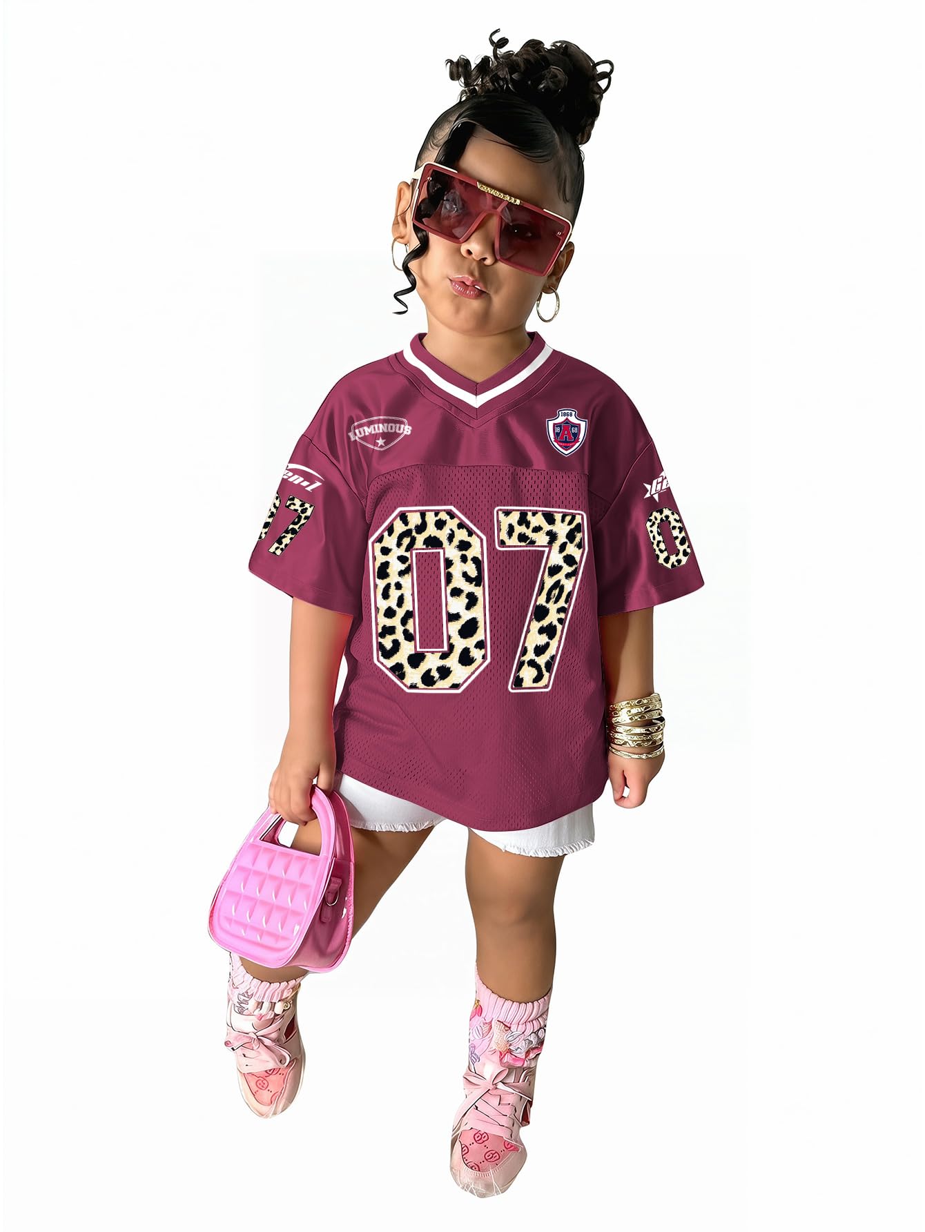 SOLY HUX Toddler Girl's Graphic Jersey Shirts Sporty Short Sleeve T-Shirt Summer Tops Y2k Clothes Streetwear