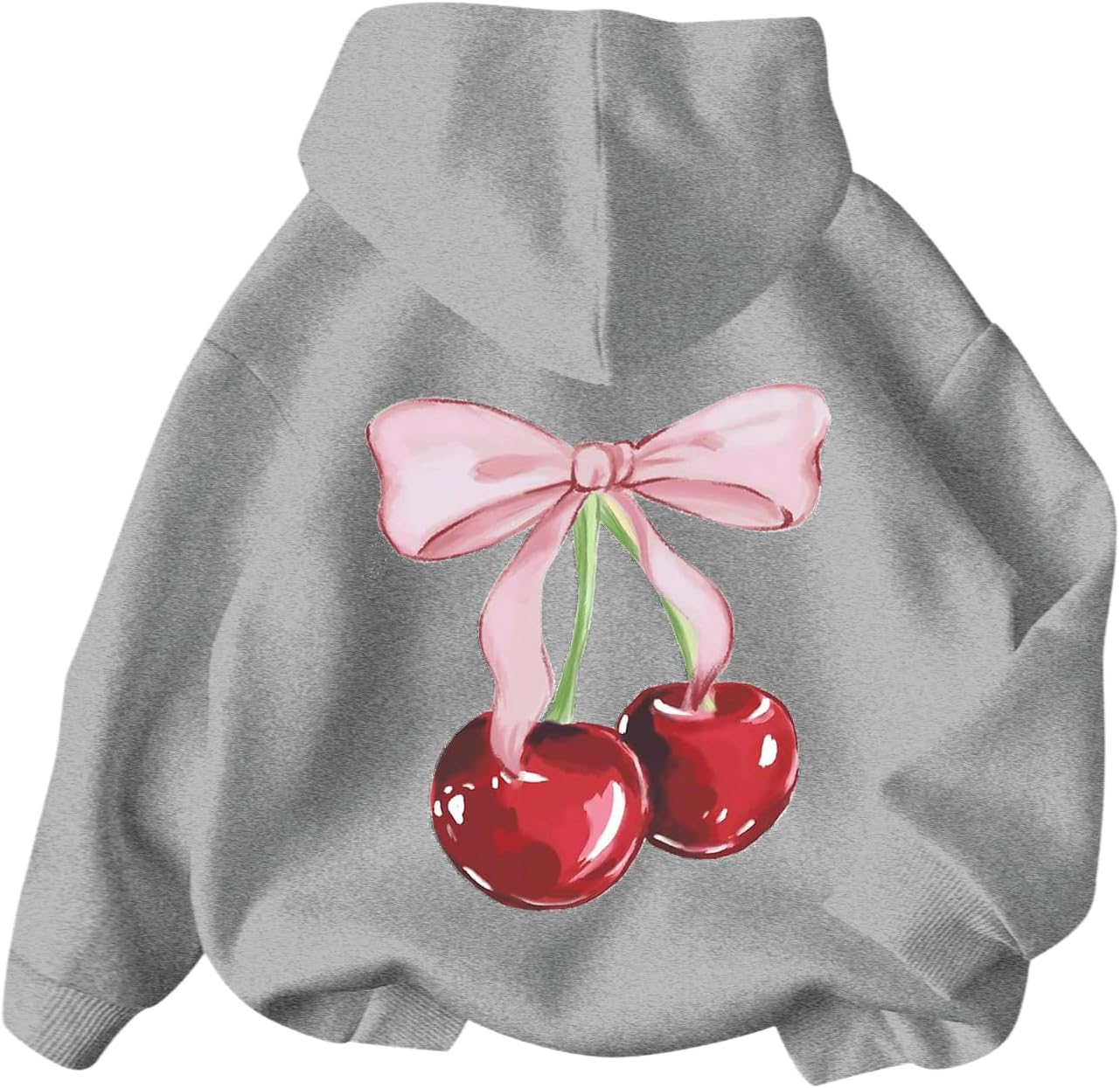WDIRARA Girl's Cherry Graphic Hoodie Long Sleeve Hooded Sweatshirt Cute Pullovers Tops