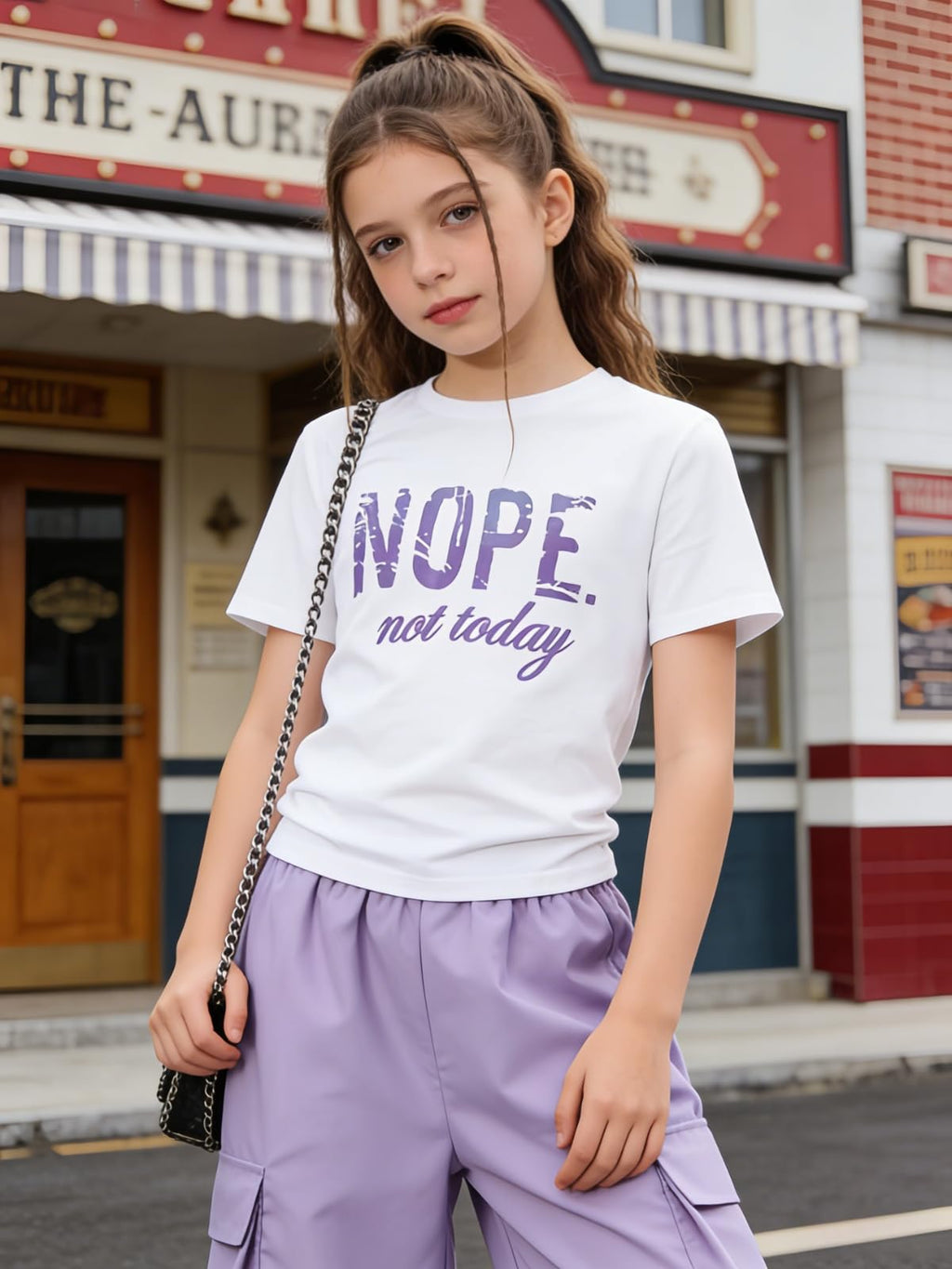 Girls Clothes Little Girl Outfits Letter Print Short Sleeve Tops & Cargo Pants 2PCS Girls Clothing 7-16 Years
