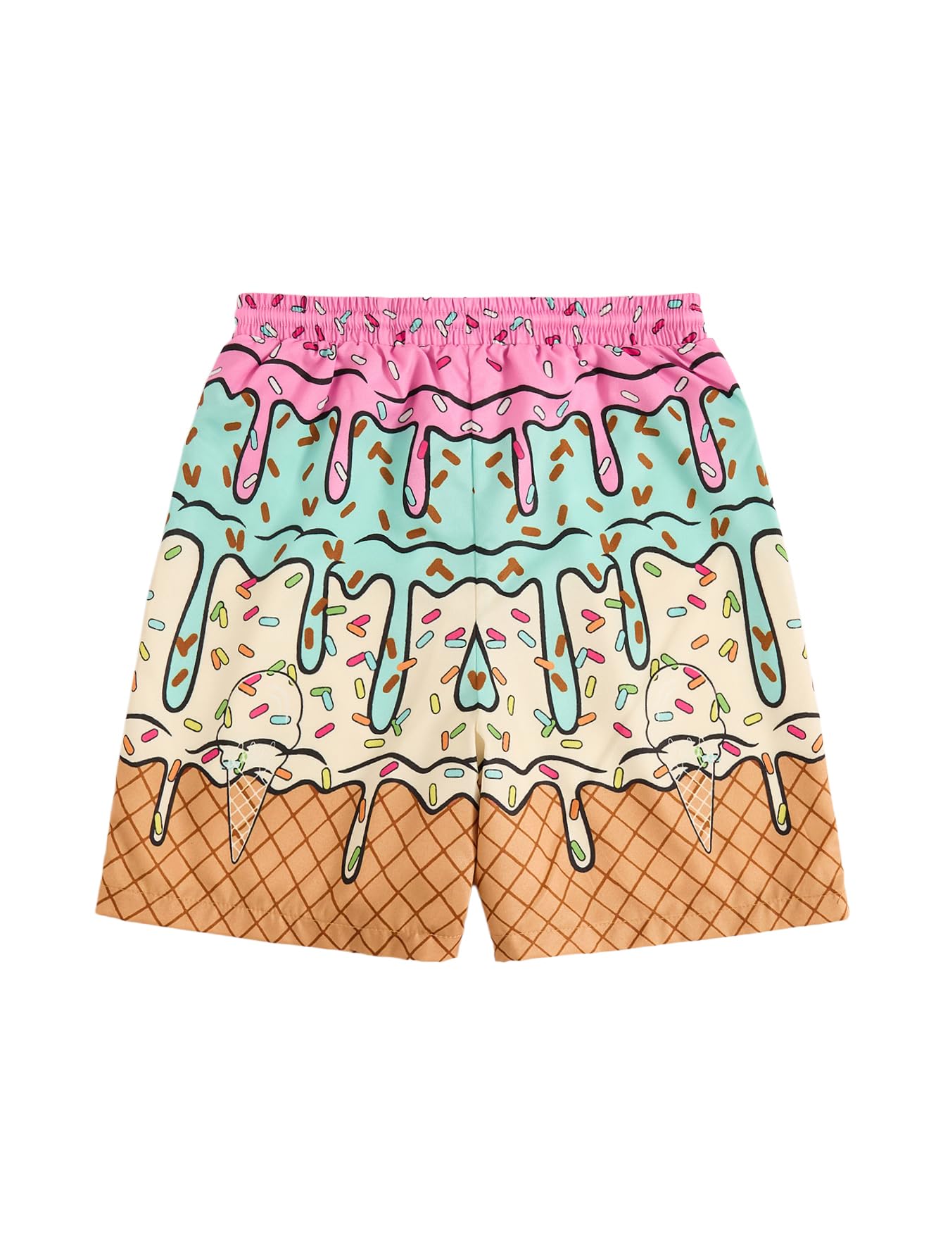 Floerns Boy's Fashion Ice Cream Drawstring Waist Summer Swim Trunks Shorts