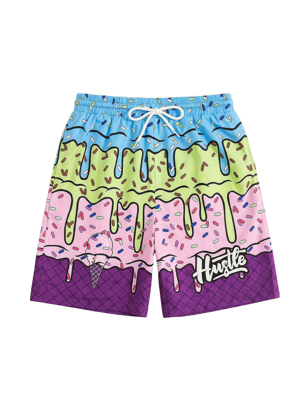 Floerns Boy's Fashion Ice Cream Drawstring Waist Summer Swim Trunks Shorts