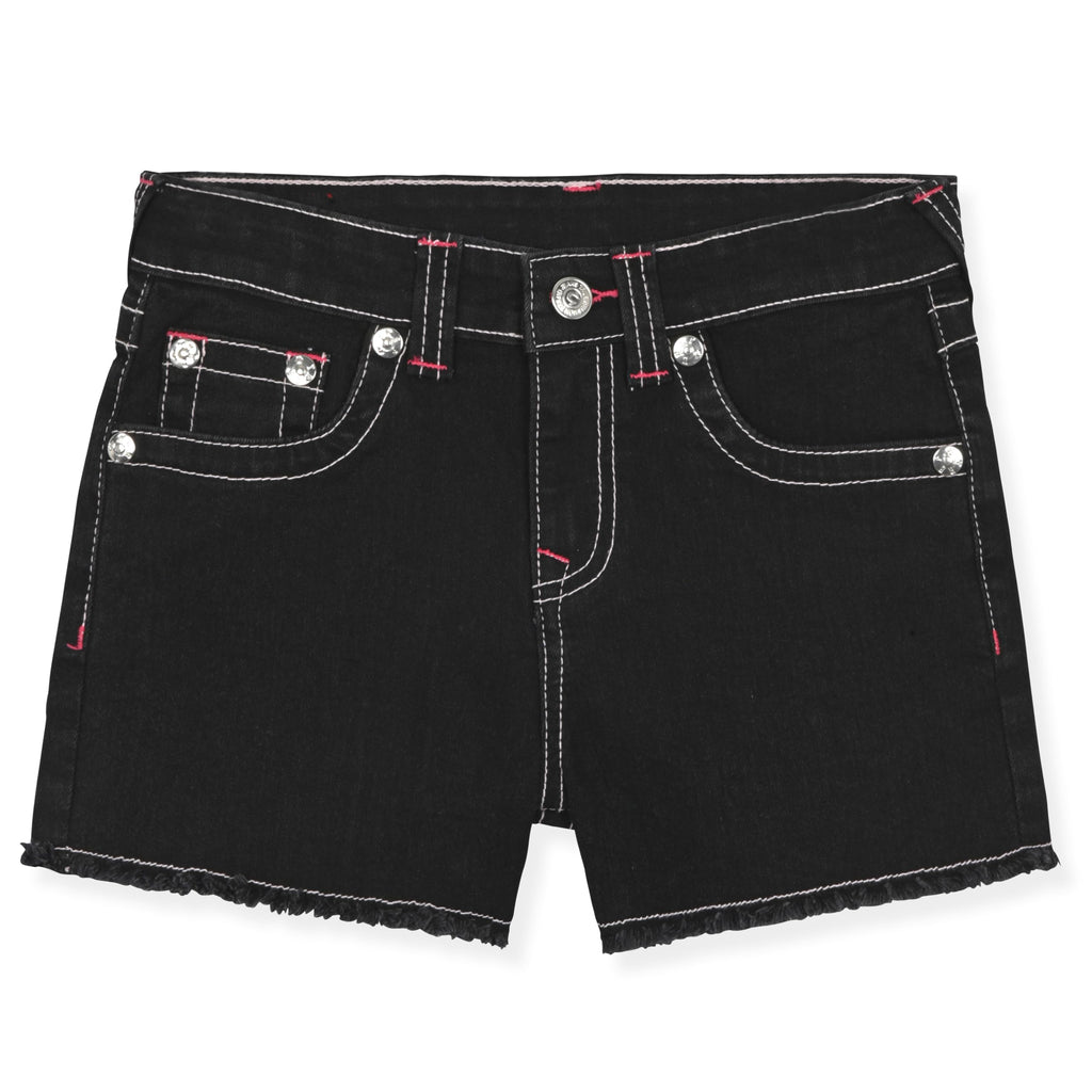 True Religion Girls Jeans Shorts Set Girls Denim Short and Fashion Tee Shirt Clothing Set for Kids